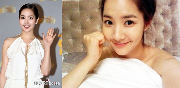 4. Park Min Young khi trang điểm (trái) và mặt mộc (phải) đều xinh đẹp và sắc sảo.